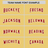 Custom Khaki Red Personalized Star Pattern Raglan Sleeves Authentic Football Jersey