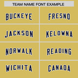 Custom Old Gold Navy Personalized Star Pattern Raglan Sleeves Authentic Football Jersey