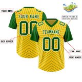 Custom Gold Kelly Green Personalized Star Pattern Raglan Sleeves Authentic Football Jersey