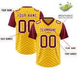 Custom Gold Cardinal Personalized Star Pattern Raglan Sleeves Authentic Football Jersey