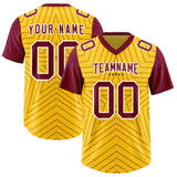 Custom Gold Cardinal Personalized Star Pattern Raglan Sleeves Authentic Football Jersey