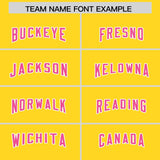 Custom Gold Pink Personalized Star Pattern Raglan Sleeves Authentic Football Jersey