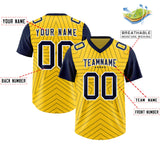 Custom Gold Navy Personalized Star Pattern Raglan Sleeves Authentic Football Jersey
