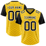 Custom Gold Black Personalized Star Pattern Raglan Sleeves Authentic Football Jersey