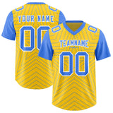 Custom Gold Powder Blue Personalized Star Pattern Raglan Sleeves Authentic Football Jersey