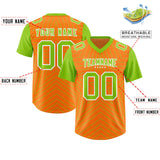 Custom Orange Neon Green Personalized Star Pattern Raglan Sleeves Authentic Football Jersey