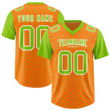 Custom Orange Neon Green Personalized Star Pattern Raglan Sleeves Authentic Football Jersey
