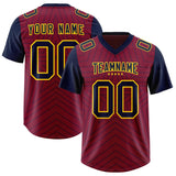 Custom Cardinal Navy Personalized Star Pattern Raglan Sleeves Authentic Football Jersey