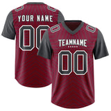 Custom Cardinal Dark Gray Personalized Star Pattern Raglan Sleeves Authentic Football Jersey