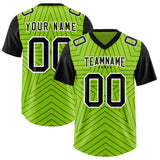 Custom Neon Green Black Personalized Star Pattern Raglan Sleeves Authentic Football Jersey