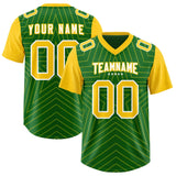Custom Kelly Green Gold Personalized Star Pattern Raglan Sleeves Authentic Football Jersey