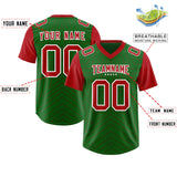 Custom Kelly Green Red Personalized Star Pattern Raglan Sleeves Authentic Football Jersey