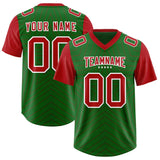 Custom Kelly Green Red Personalized Star Pattern Raglan Sleeves Authentic Football Jersey