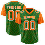 Custom Kelly Green Orange Personalized Star Pattern Raglan Sleeves Authentic Football Jersey