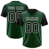 Custom Green Black Personalized Star Pattern Raglan Sleeves Authentic Football Jersey