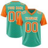 Custom Bright Green Orange Personalized Star Pattern Raglan Sleeves Authentic Football Jersey