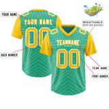 Custom Bright Green Gold Personalized Star Pattern Raglan Sleeves Authentic Football Jersey