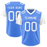 Custom Powder Blue White Personalized Star Pattern Raglan Sleeves Authentic Football Jersey