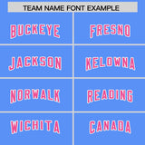 Custom Powder Blue Pink Personalized Star Pattern Raglan Sleeves Authentic Football Jersey