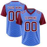 Custom Powder Blue Cardinal Personalized Star Pattern Raglan Sleeves Authentic Football Jersey