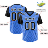 Custom Powder Blue Black Personalized Star Pattern Raglan Sleeves Authentic Football Jersey