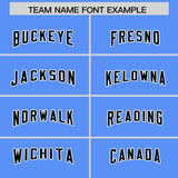 Custom Powder Blue Black Personalized Star Pattern Raglan Sleeves Authentic Football Jersey