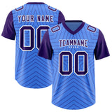 Custom Powder Blue Purple Personalized Star Pattern Raglan Sleeves Authentic Football Jersey