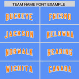 Custom Powder Blue Orange Personalized Star Pattern Raglan Sleeves Authentic Football Jersey