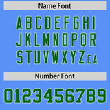 Custom Powder Blue Kelly Green Personalized Star Pattern Raglan Sleeves Authentic Football Jersey