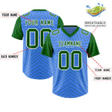 Custom Powder Blue Kelly Green Personalized Star Pattern Raglan Sleeves Authentic Football Jersey