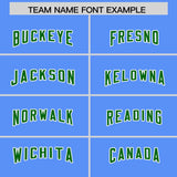 Custom Powder Blue Kelly Green Personalized Star Pattern Raglan Sleeves Authentic Football Jersey