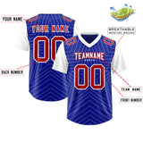 Custom Royal White Personalized Star Pattern Raglan Sleeves Authentic Football Jersey