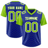 Custom Royal Neon Green Personalized Star Pattern Raglan Sleeves Authentic Football Jersey