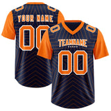 Custom Navy Orange Personalized Star Pattern Raglan Sleeves Authentic Football Jersey