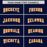 Custom Navy Orange Personalized Star Pattern Raglan Sleeves Authentic Football Jersey