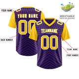 Custom Purple Gold Personalized Star Pattern Raglan Sleeves Authentic Football Jersey
