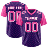 Custom Purple Pink Personalized Star Pattern Raglan Sleeves Authentic Football Jersey