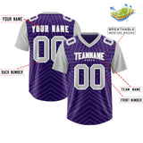 Custom Purple Gray Personalized Star Pattern Raglan Sleeves Authentic Football Jersey