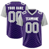 Custom Purple Gray Personalized Star Pattern Raglan Sleeves Authentic Football Jersey