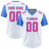 Custom White Powder Blue Personalized Star Pattern Raglan Sleeves Authentic Football Jersey