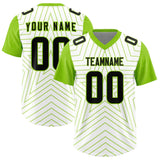 Custom White Neon Green Personalized Star Pattern Raglan Sleeves Authentic Football Jersey