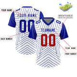 Custom White Royal Personalized Star Pattern Raglan Sleeves Authentic Football Jersey