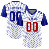 Custom White Royal Personalized Star Pattern Raglan Sleeves Authentic Football Jersey