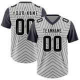 Custom Gray Dark Gray Personalized Star Pattern Raglan Sleeves Authentic Football Jersey