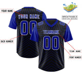 Custom Black Royal Personalized Star Pattern Raglan Sleeves Authentic Football Jersey