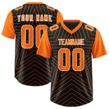 Custom Black Orange Personalized Star Pattern Raglan Sleeves Authentic Football Jersey