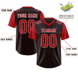 Custom Black Red Personalized Star Pattern Raglan Sleeves Authentic Football Jersey