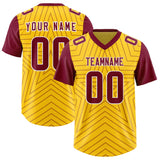Custom Gold Cardinal Personalized Star Pattern Raglan Sleeves Authentic Football Jersey