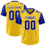 Custom Gold Royal Personalized Star Pattern Raglan Sleeves Authentic Football Jersey