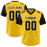 Custom Gold Black Personalized Star Pattern Raglan Sleeves Authentic Football Jersey